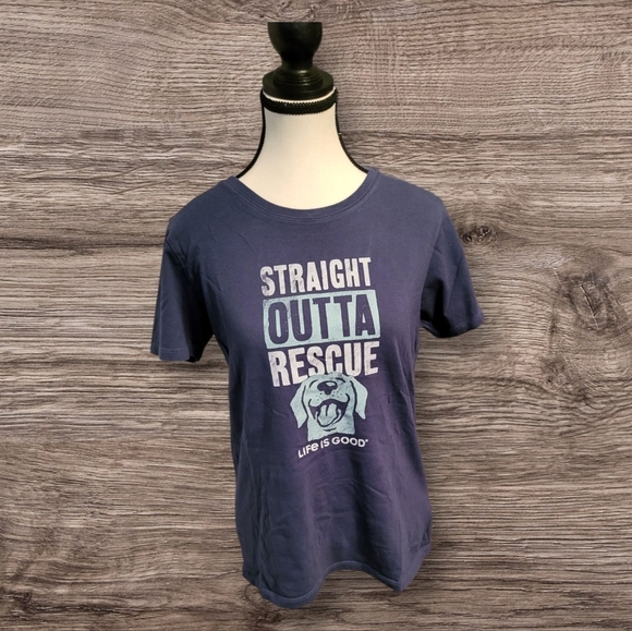 Life Is Good Tops - Life is Good Women's Blue Graphic T-Shirt, Medium